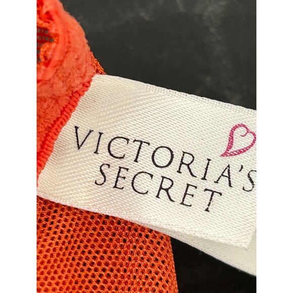Victorias Secret Orange Lace Bra 36C With Bow Accent - Picture 8 of 8